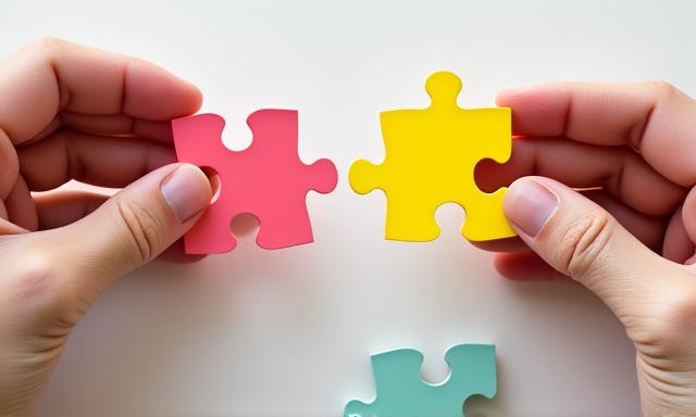 Tangan meletakkan kepingan teka-teki bersama-sama, melambangkan perancangan penjagaan.